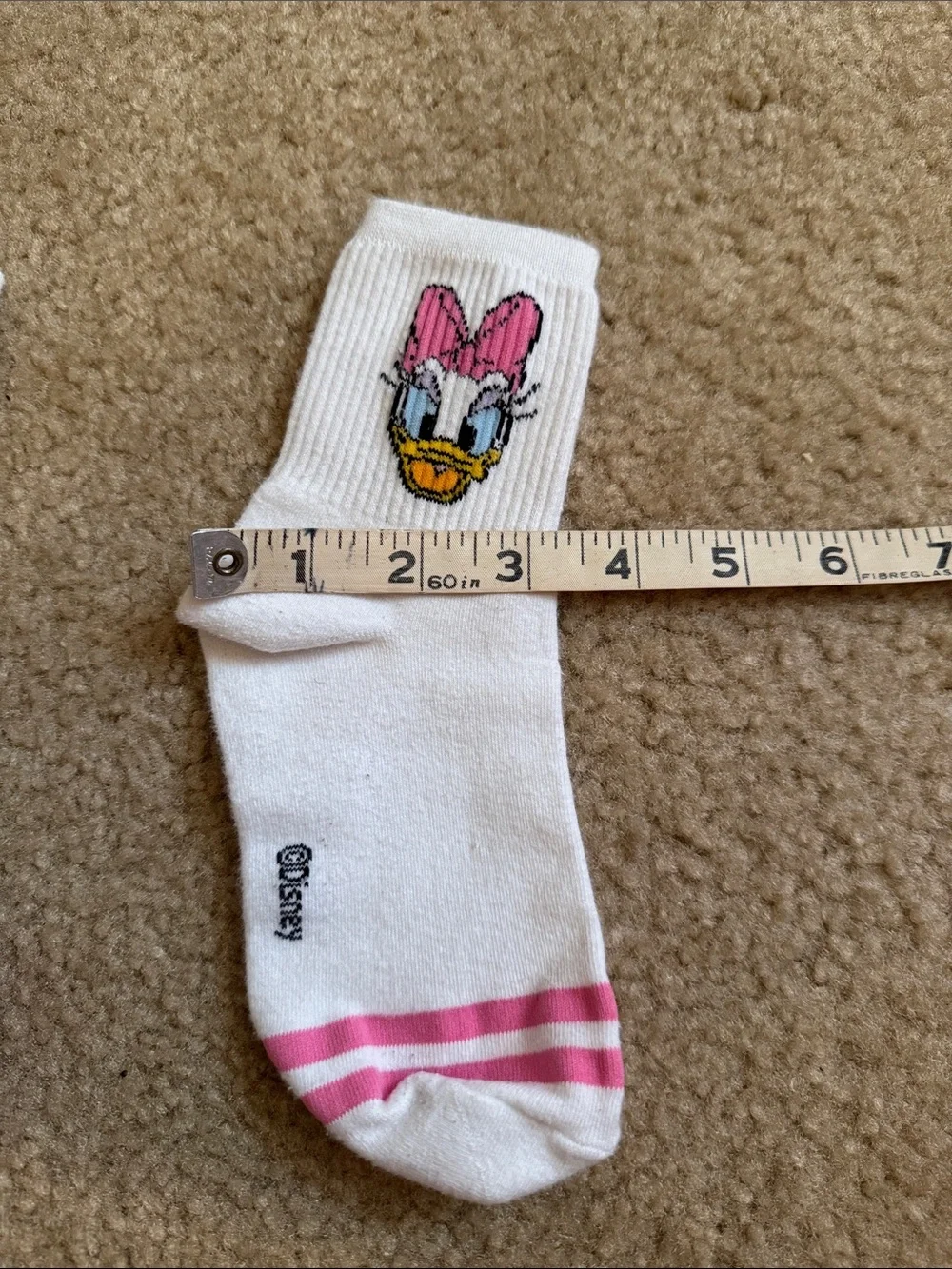 GIRLS - Disney White Ankle Socks with Daisy Duck